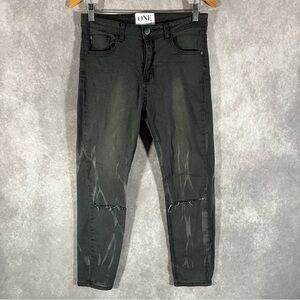 One Teaspoon Dixies Extreme High Waist Jeans Black Skinny Distressed Womens 27